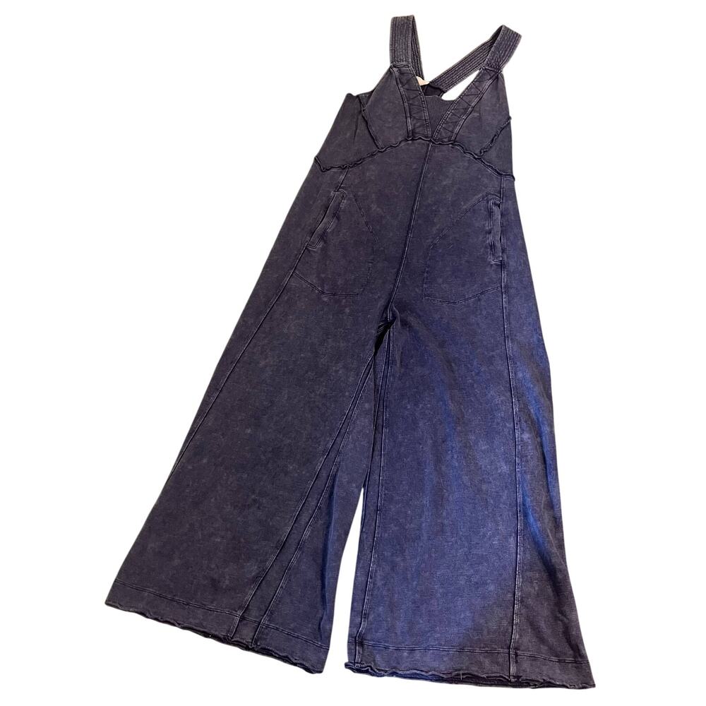 Daily Practice Anthropologie Palmra Jumpsuit Sz Medium Blue Wide Leg Boho Indie - Picture 7 of 12